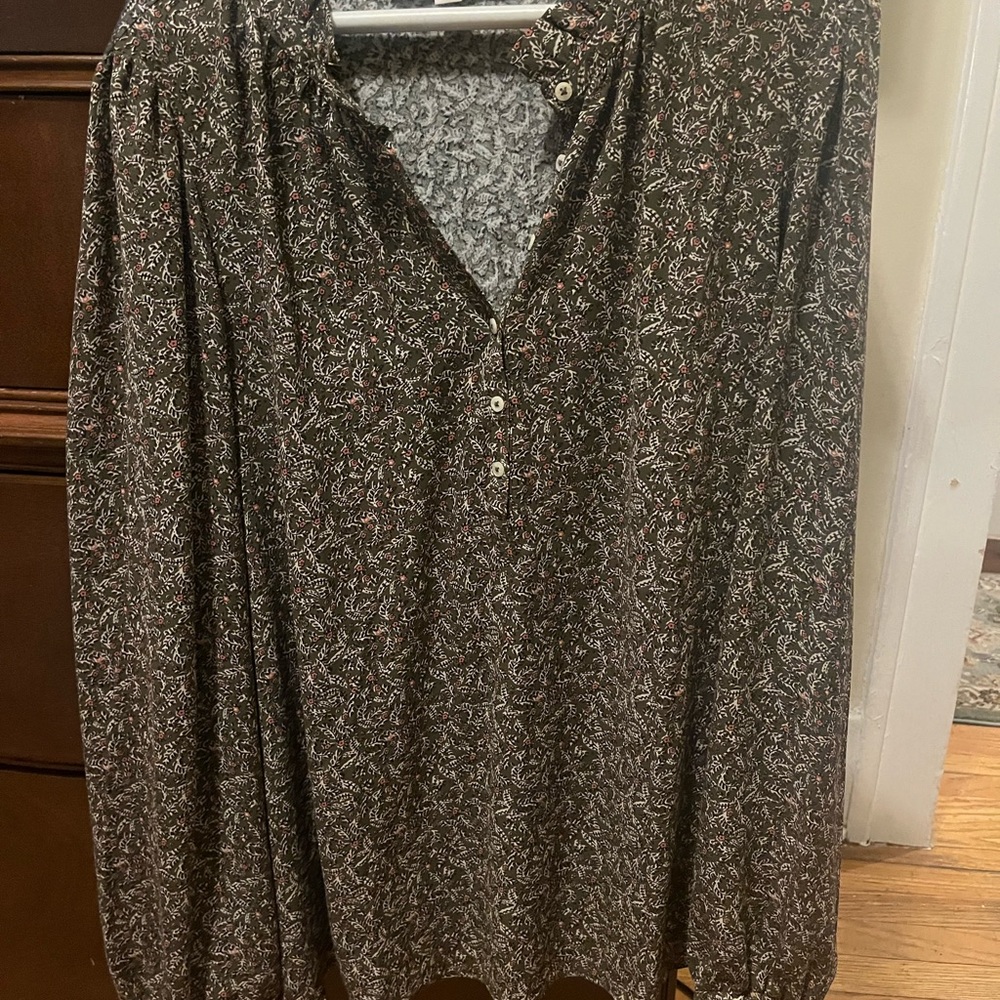 LOFT Floral Blouse - Black and White